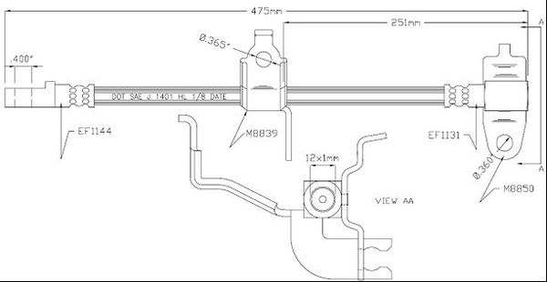 MOTAQUIP Тормозной шланг VBH1221