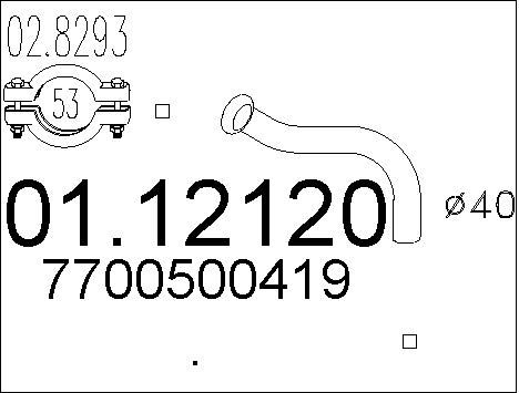 MTS Труба выхлопного газа 01.12120