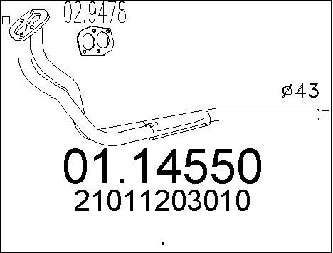 MTS Труба выхлопного газа 01.14550