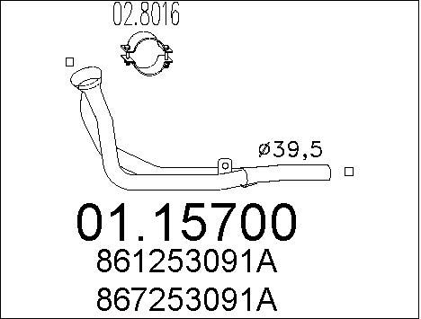 MTS Труба выхлопного газа 01.15700