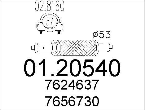 MTS Гофрированная труба, выхлопная система 01.20540