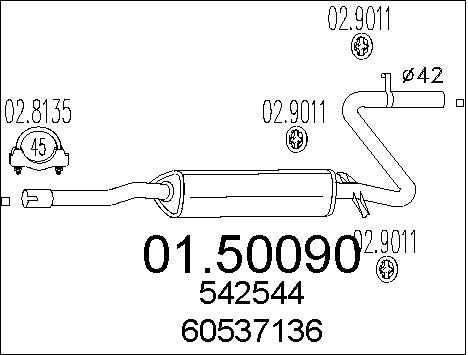MTS Средний глушитель выхлопных газов 01.50090