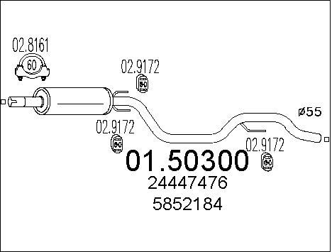 MTS Средний глушитель выхлопных газов 01.50300