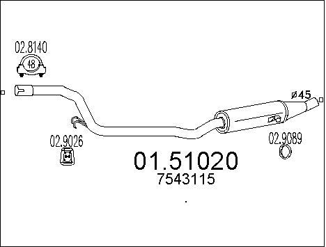 MTS Средний глушитель выхлопных газов 01.51020