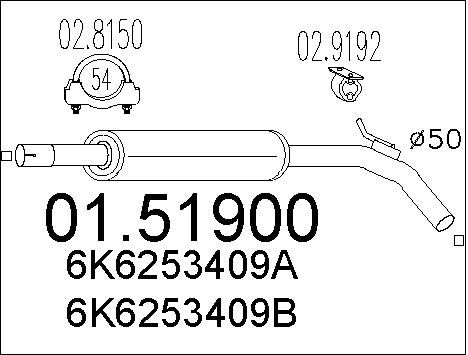MTS Средний глушитель выхлопных газов 01.51900