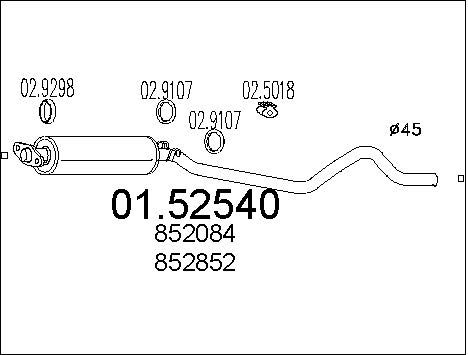 MTS Средний глушитель выхлопных газов 01.52540