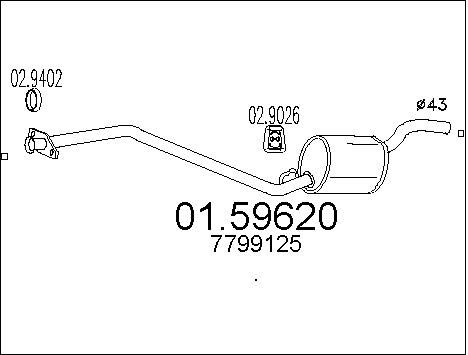 MTS Средний глушитель выхлопных газов 01.59620