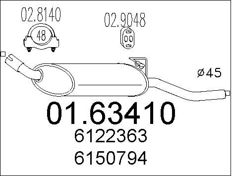 MTS Глушитель выхлопных газов конечный 01.63410