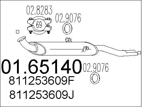 MTS Глушитель выхлопных газов конечный 01.65140