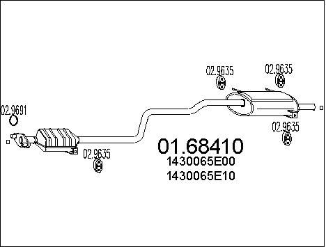 MTS Глушитель выхлопных газов конечный 01.68410