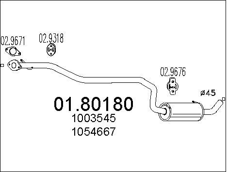 MTS Средний глушитель выхлопных газов 01.80180