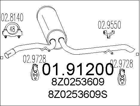 MTS Глушитель выхлопных газов конечный 01.91200