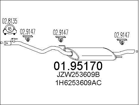 MTS Глушитель выхлопных газов конечный 01.95170