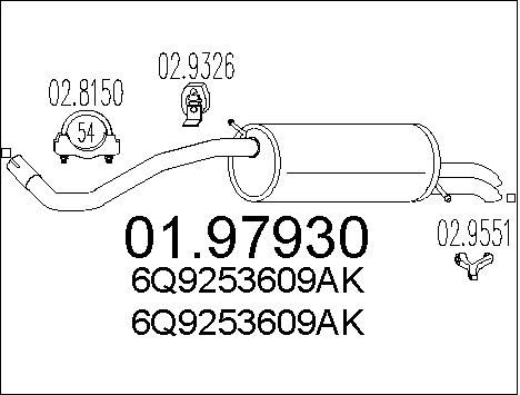 MTS Глушитель выхлопных газов конечный 01.97930