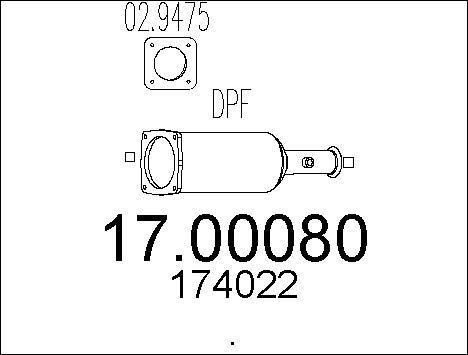 MTS Сажевый / частичный фильтр, система выхлопа ОГ 17.00080