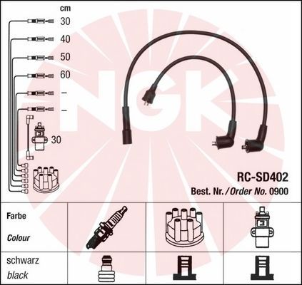 NGK uždegimo laido komplektas 0900