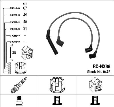 NGK uždegimo laido komplektas 9478