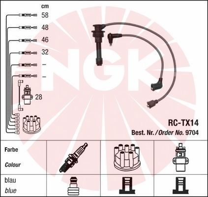 NGK Комплект проводов зажигания 9704