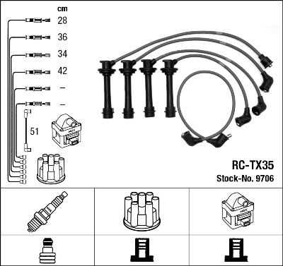 NGK Комплект проводов зажигания 9706