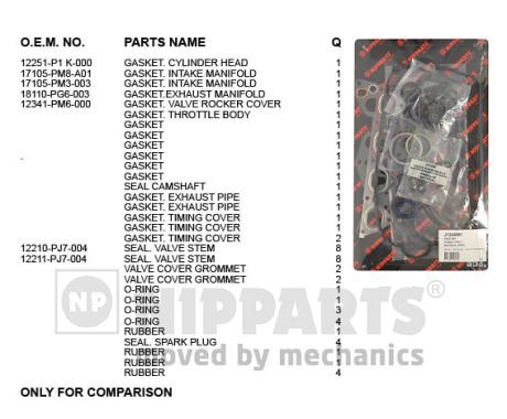 NIPPARTS Комплект прокладок, головка цилиндра J1244061