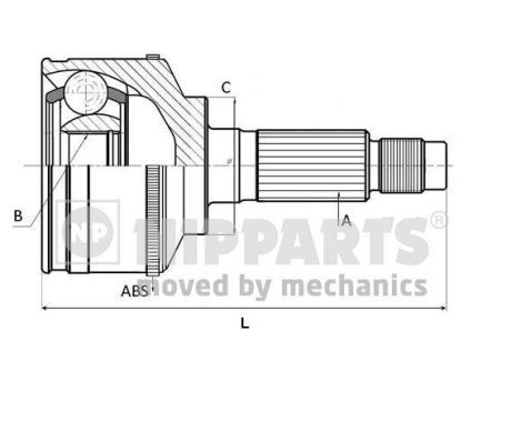 NIPPARTS Шарнирный комплект, приводной вал J2820500