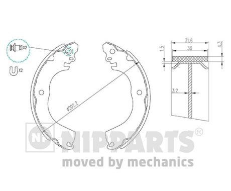 NIPPARTS Комплект тормозных колодок N3505049