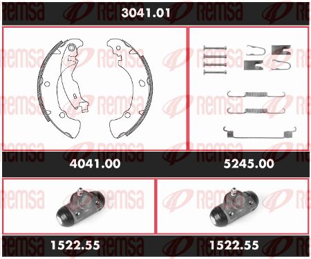 REMSA Комплект тормозов, барабанный тормозной механизм 3041.01