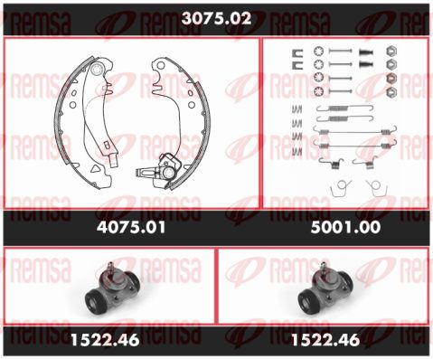 REMSA Комплект тормозов, барабанный тормозной механизм 3075.02