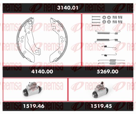REMSA stabdžių rinkinys, būgniniai stabdžiai 3140.01
