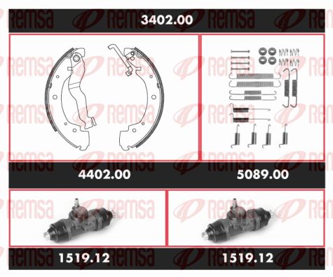 REMSA Комплект тормозов, барабанный тормозной механизм 3402.00