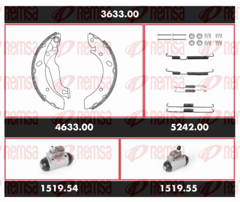 REMSA stabdžių rinkinys, būgniniai stabdžiai 3633.00