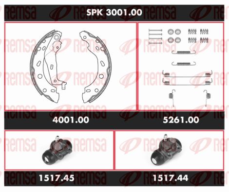 REMSA Комплект тормозов, барабанный тормозной механизм SPK 3001.00