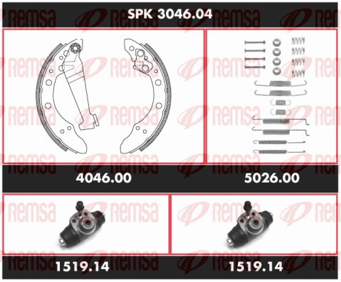 REMSA Комплект тормозов, барабанный тормозной механизм SPK 3046.04