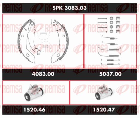 REMSA Комплект тормозов, барабанный тормозной механизм SPK 3083.03