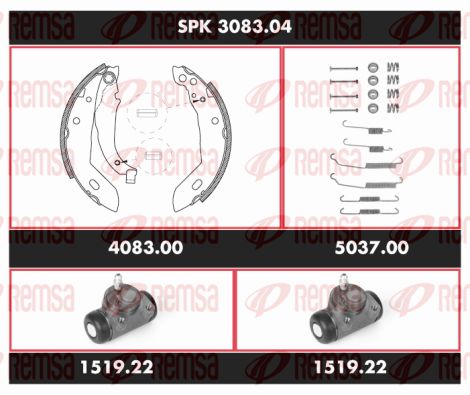 REMSA Комплект тормозов, барабанный тормозной механизм SPK 3083.04