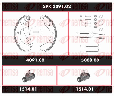 REMSA Комплект тормозов, барабанный тормозной механизм SPK 3091.02