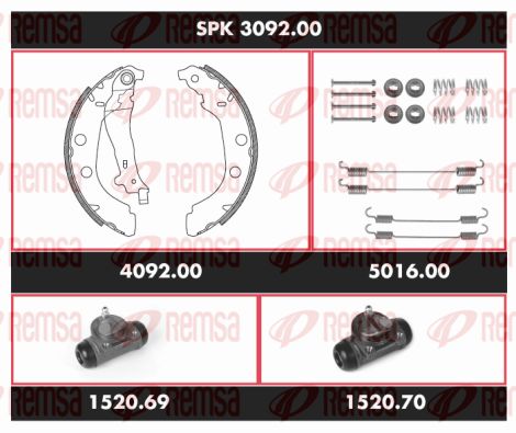 REMSA stabdžių rinkinys, būgniniai stabdžiai SPK 3092.00