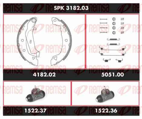 REMSA Комплект тормозов, барабанный тормозной механизм SPK 3182.03