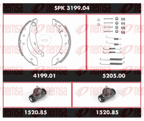 REMSA Комплект тормозов, барабанный тормозной механизм SPK 3199.04