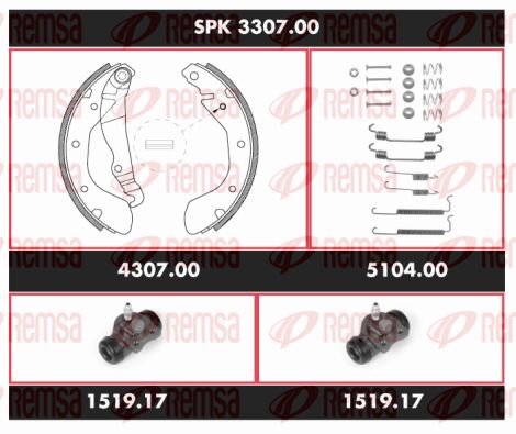 REMSA Комплект тормозов, барабанный тормозной механизм SPK 3307.00