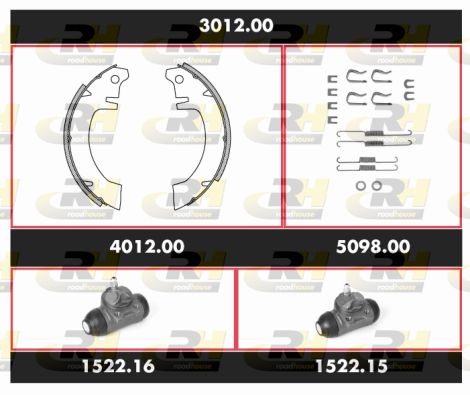 ROADHOUSE Комплект тормозов, барабанный тормозной механизм 3012.00