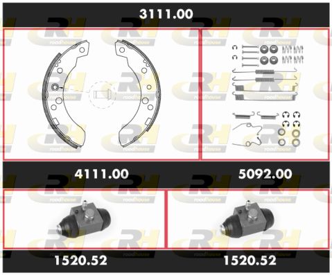 ROADHOUSE Комплект тормозов, барабанный тормозной механизм 3111.00