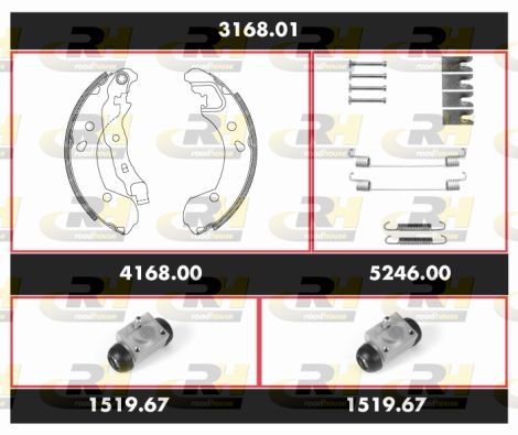 ROADHOUSE Комплект тормозов, барабанный тормозной механизм 3168.01