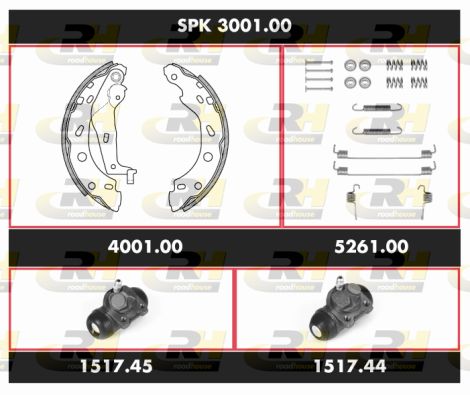 ROADHOUSE Комплект тормозов, барабанный тормозной механизм SPK 3001.00