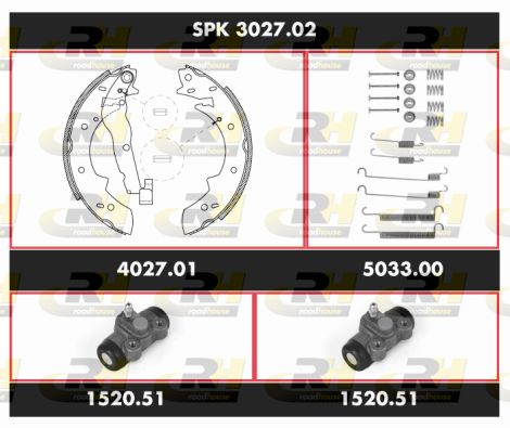 ROADHOUSE Комплект тормозов, барабанный тормозной механизм SPK 3027.02