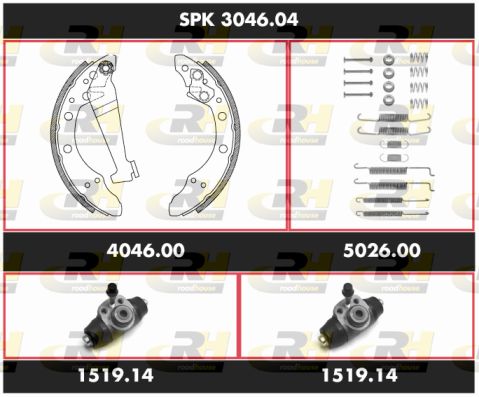 ROADHOUSE Комплект тормозов, барабанный тормозной механизм SPK 3046.04