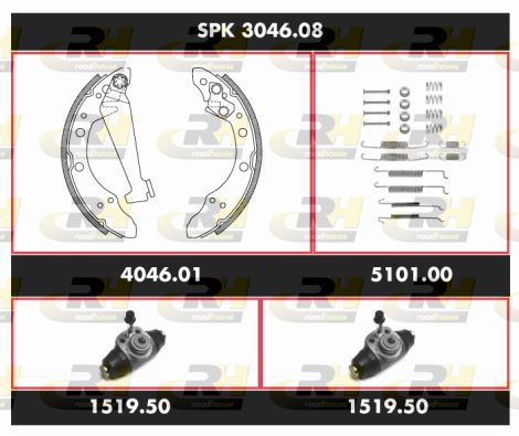 ROADHOUSE Комплект тормозов, барабанный тормозной механизм SPK 3046.08