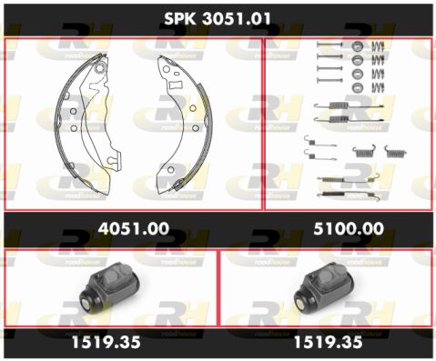 ROADHOUSE Комплект тормозов, барабанный тормозной механизм SPK 3051.01