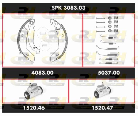 ROADHOUSE Комплект тормозов, барабанный тормозной механизм SPK 3083.03