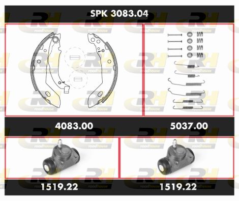 ROADHOUSE Комплект тормозов, барабанный тормозной механизм SPK 3083.04